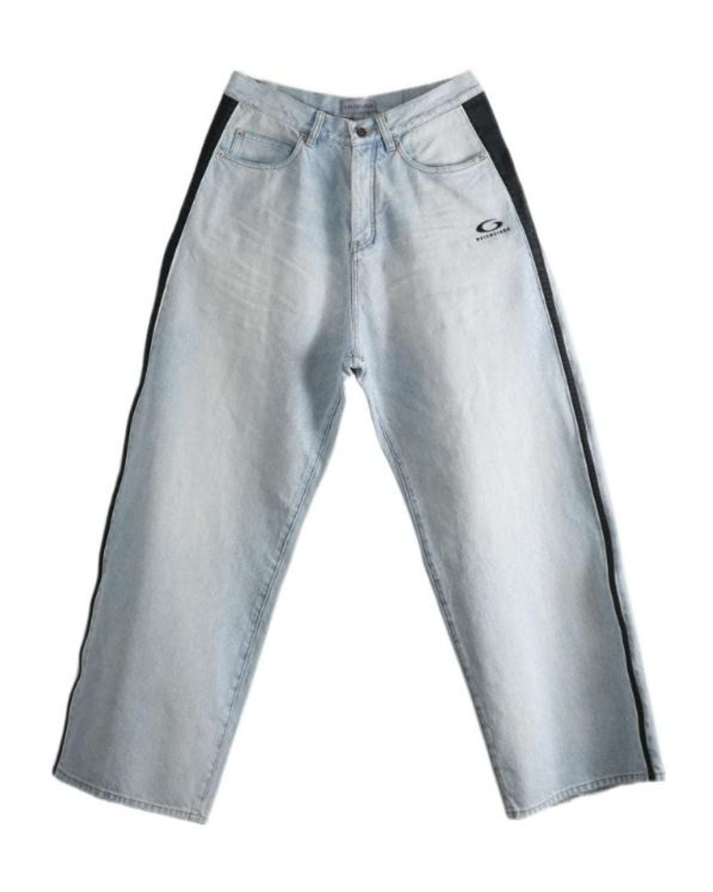 Balenciaga Blue Contrast Stripe Wide-Leg Jeans for men