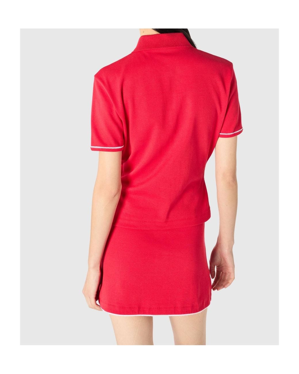 MARINE SERRE Red Light Ribbed Jersey Polo T-Shirt