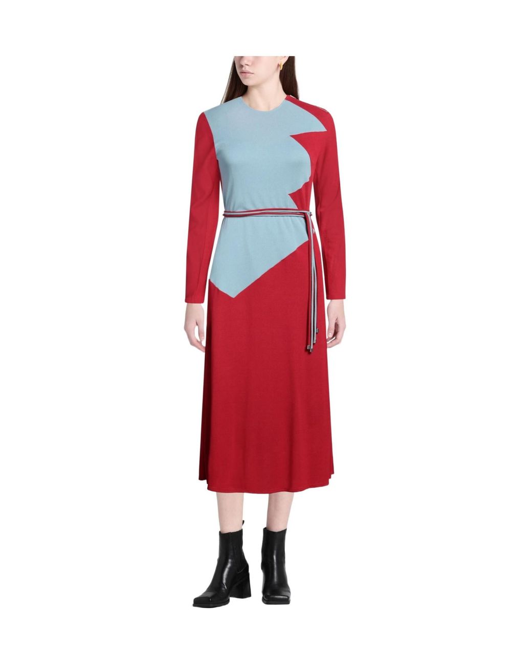 Tory Burch Red Two-Tone Lotus Leaf Skirt