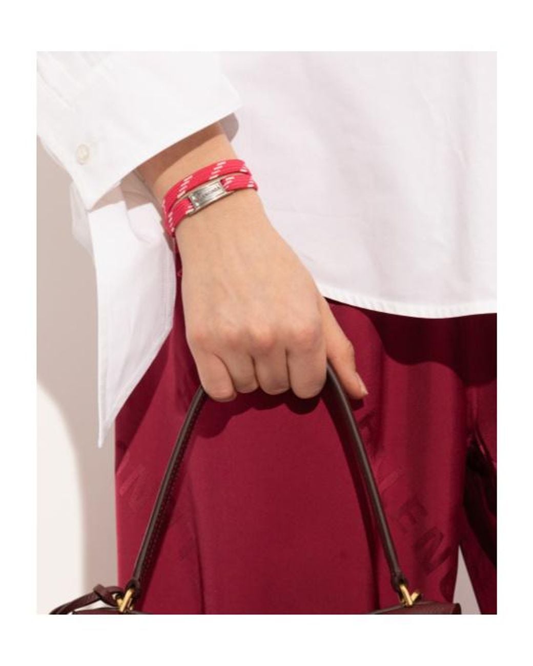 Balenciaga Pink Logo Engraved Bracelet for men