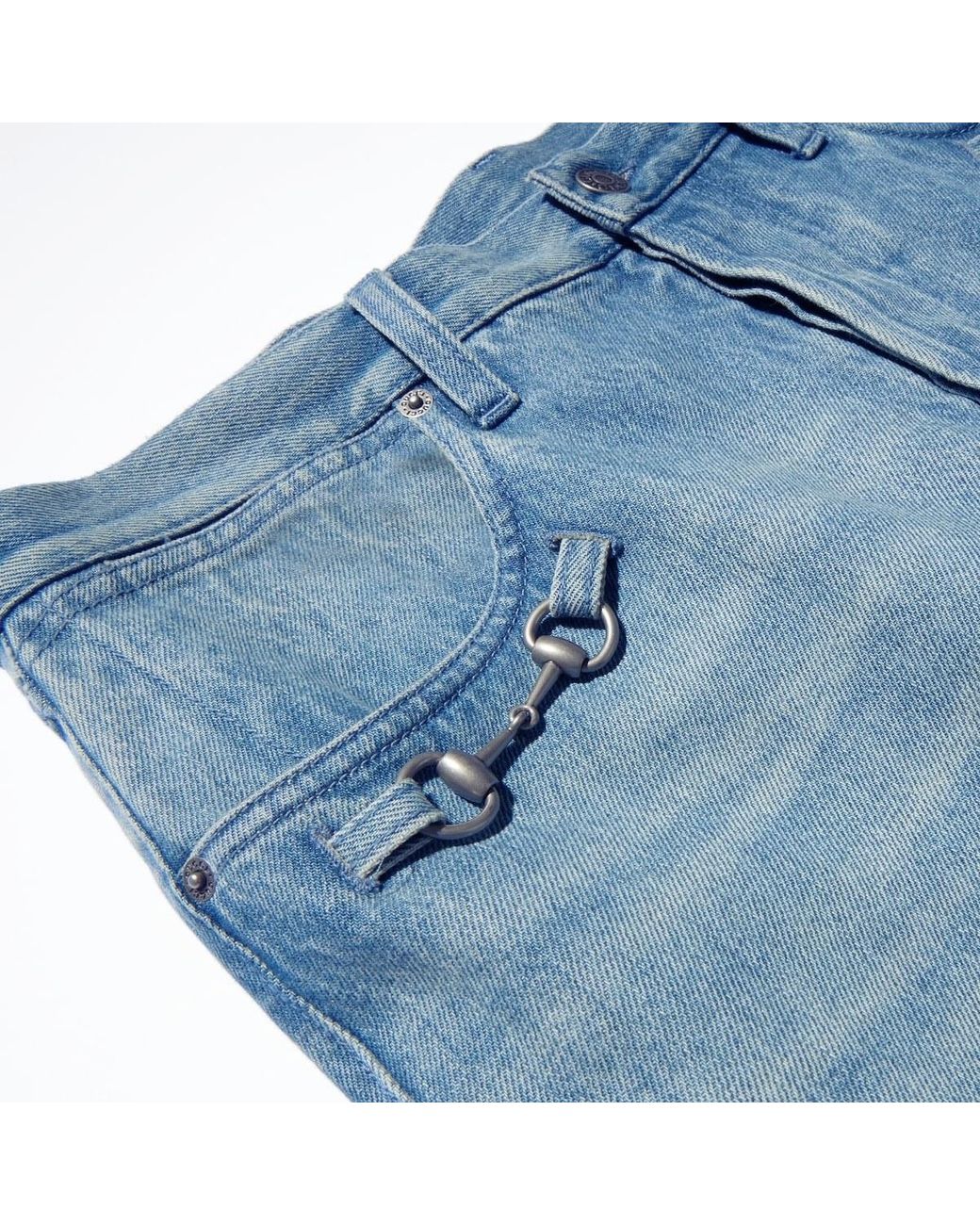 Gucci Blue Horsebit Detailed Flared Jeans for men