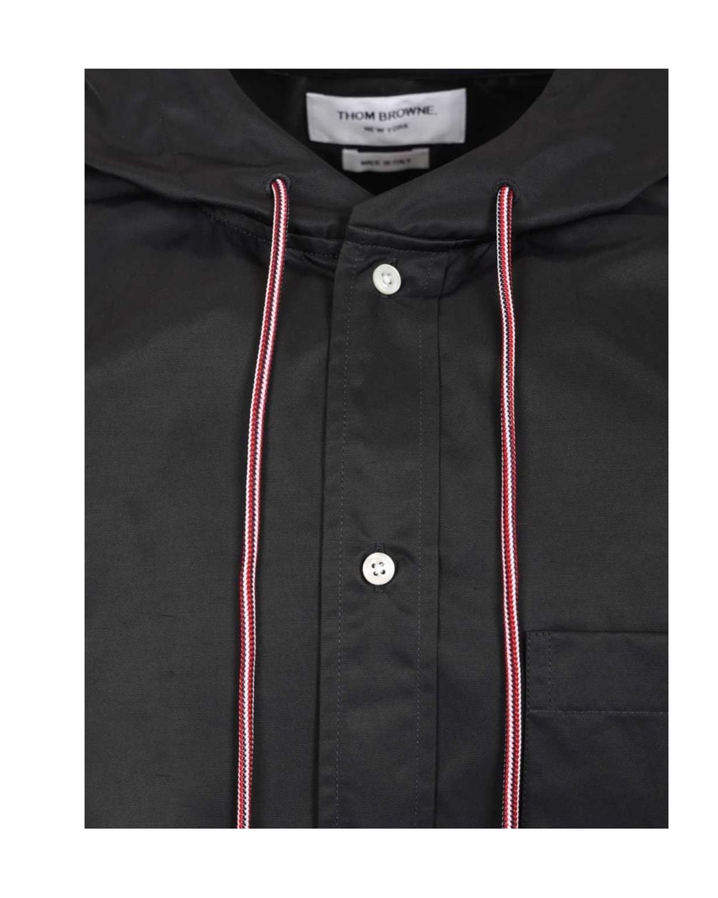 Thom Browne Black Drawstring Hooded Armband Shirt for men