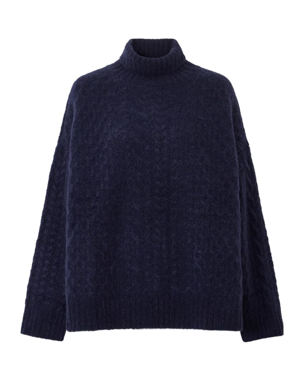 The Elder Statesman Blue Cable Knit Blend Turtleneck Sweater