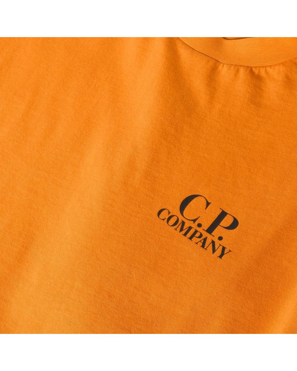 C P Company Orange Logo Crew Neck T-Shirt for men
