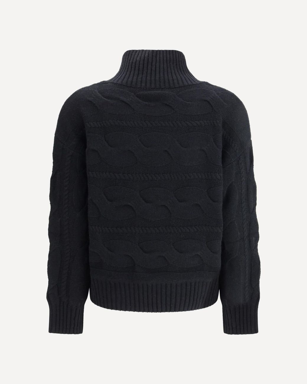 Max Mara Blue Cable-Knit Roll-Neck Sweater