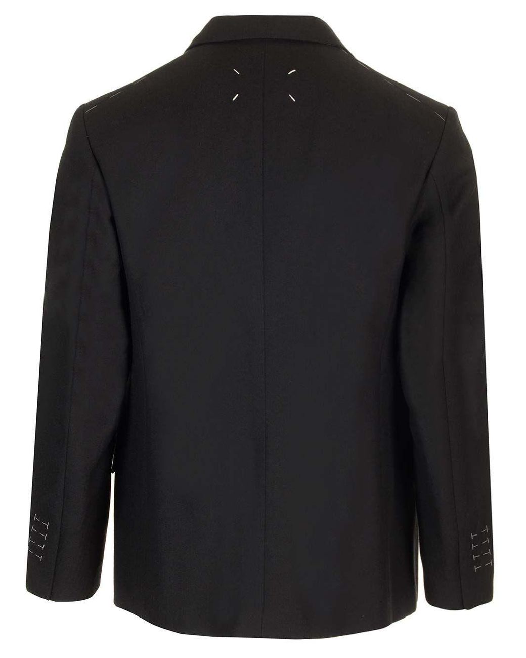 Maison Margiela Black Herringbone Single-Breasted Blazer for men