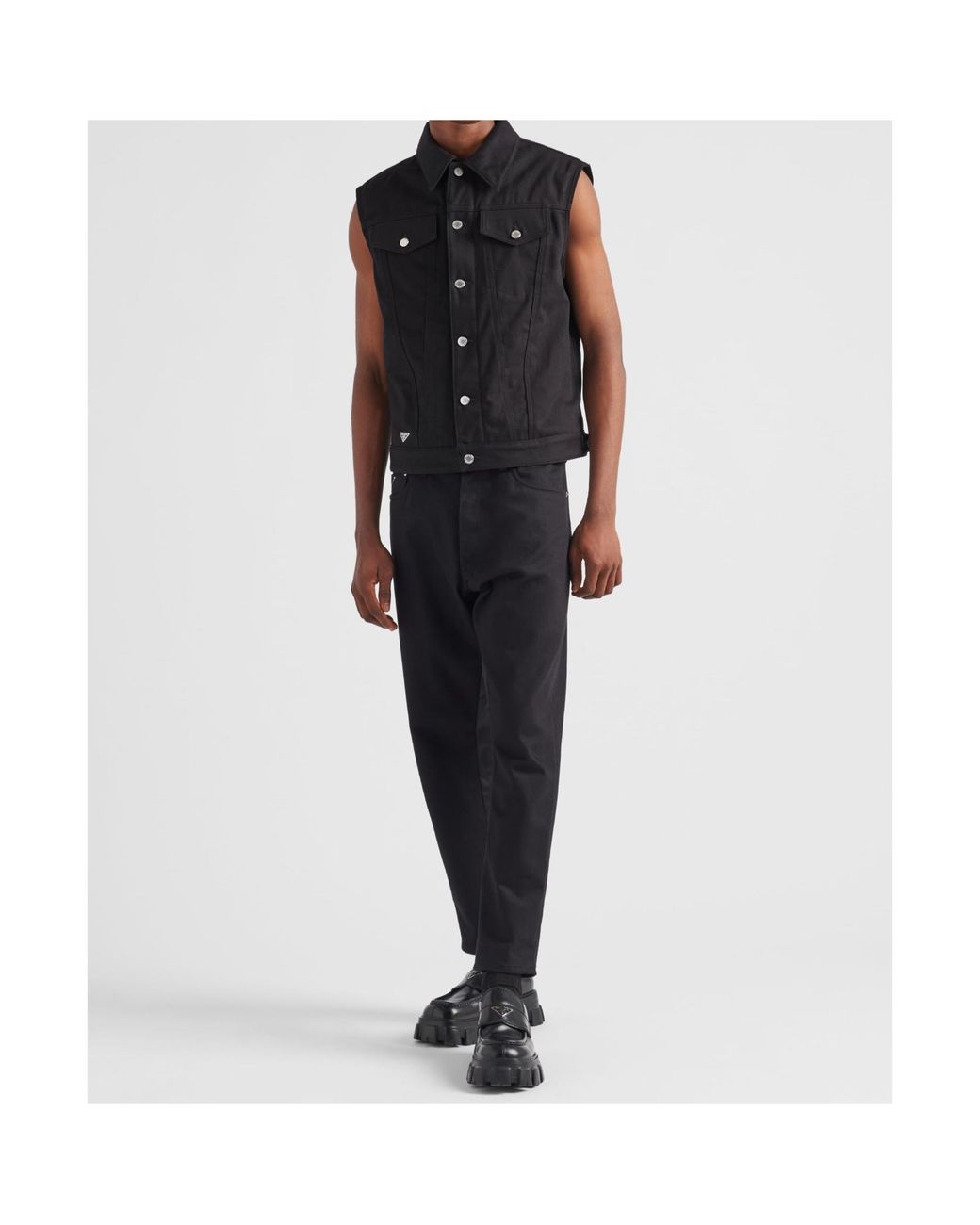 Prada Black Sleeveless Denim Jacket for men