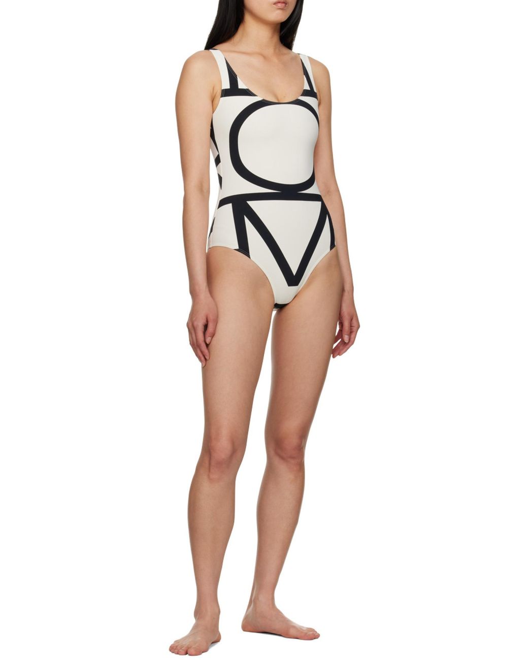Totême  White Monogram Swimsuit