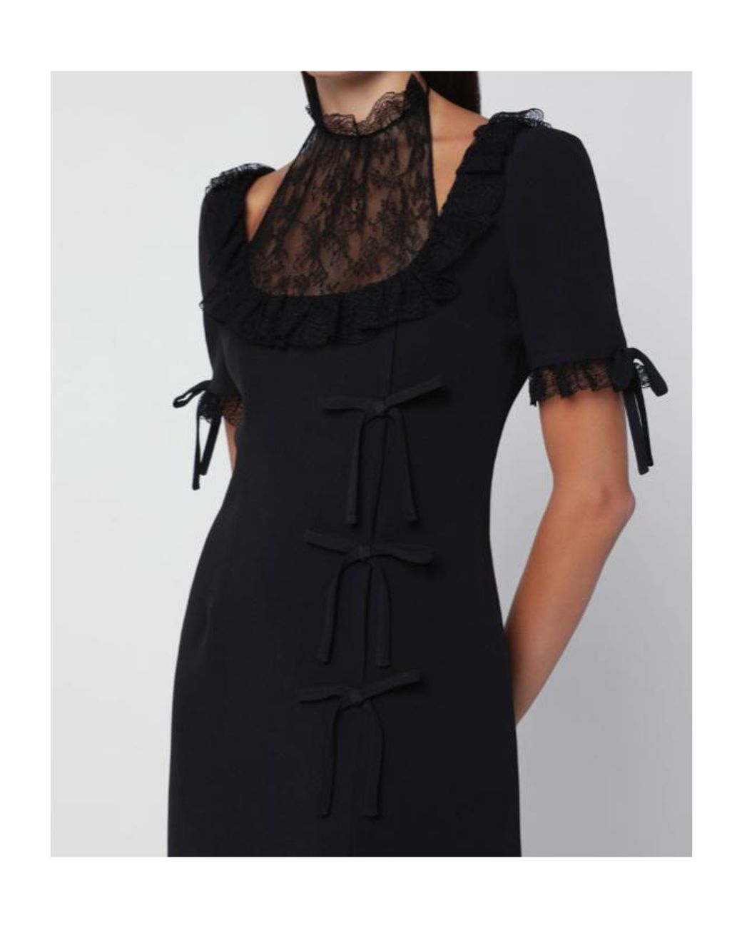 Alessandra Rich Black Lace-Trim Dress