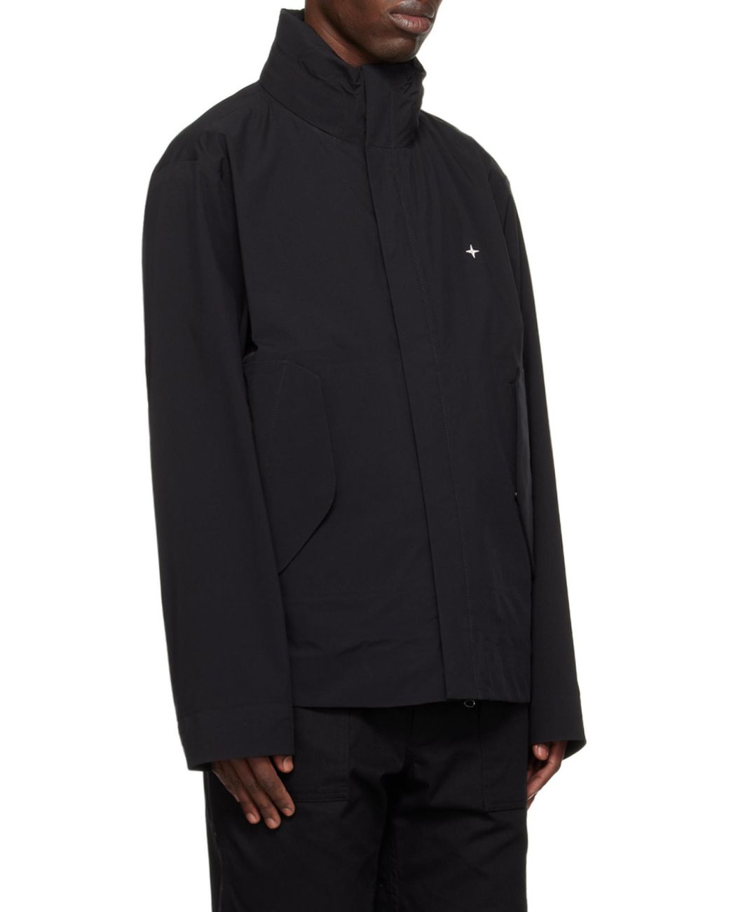 Stone Island Black High-Neck Zip-Up Jacket for men