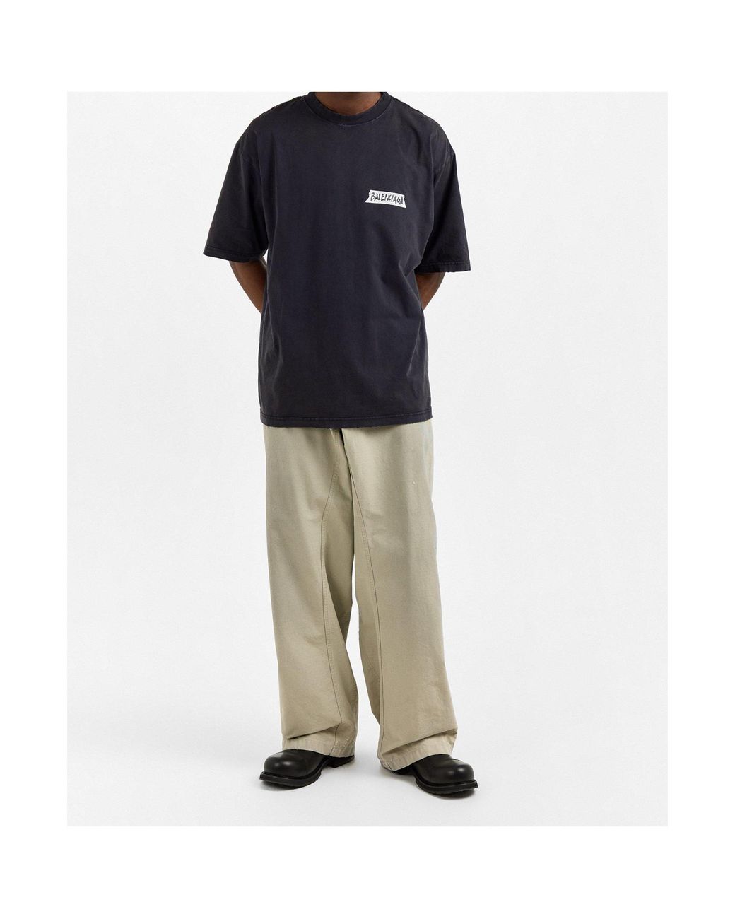Balenciaga Blue Logo T-Shirt for men