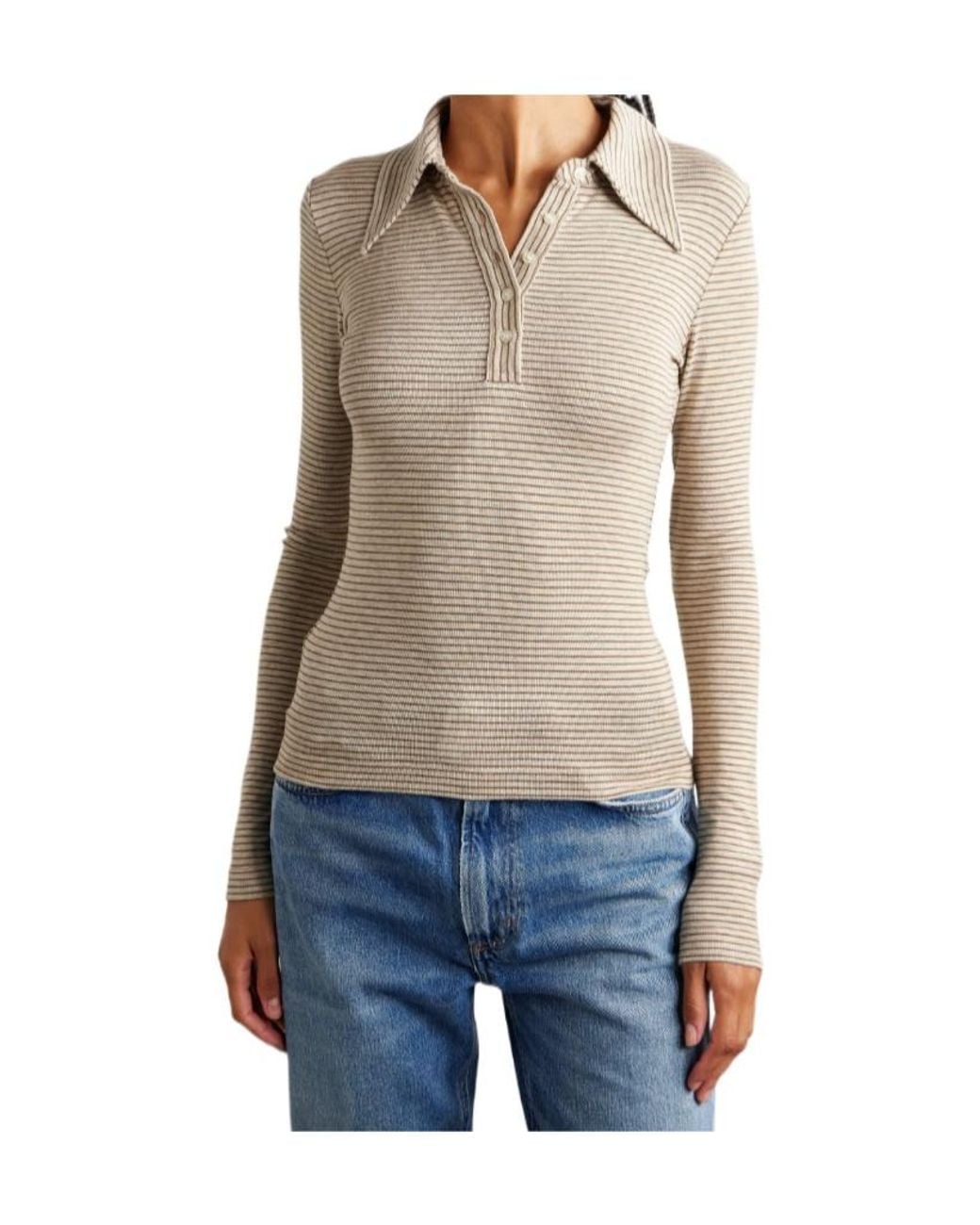 Citizens of Humanity Natural Striped Knit Polo Shirt