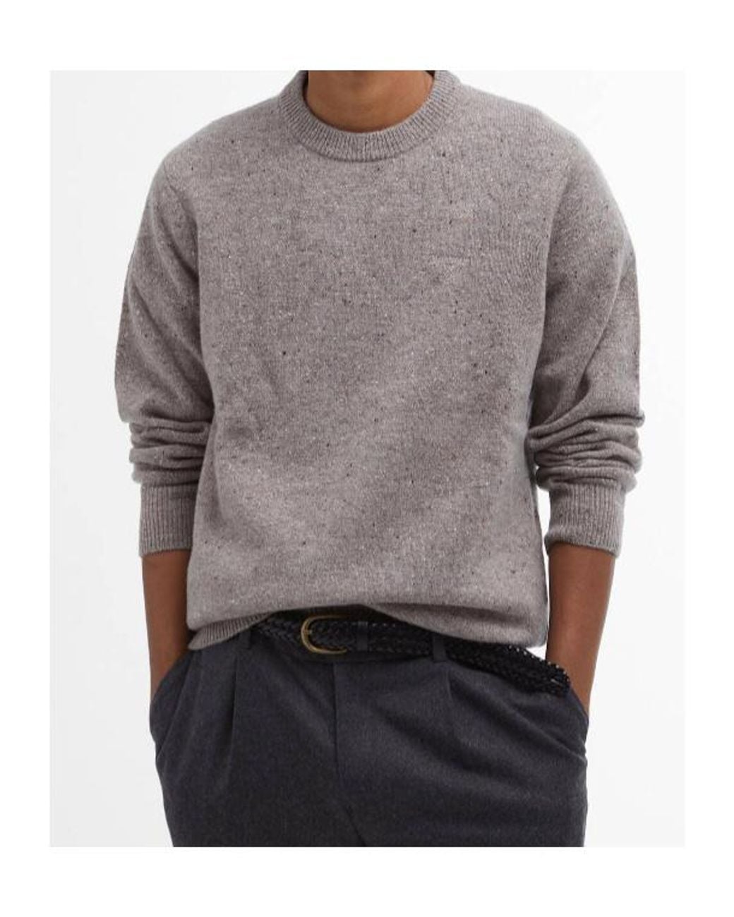 Barbour Gray Tainsbury Crew Neck Jumper for men