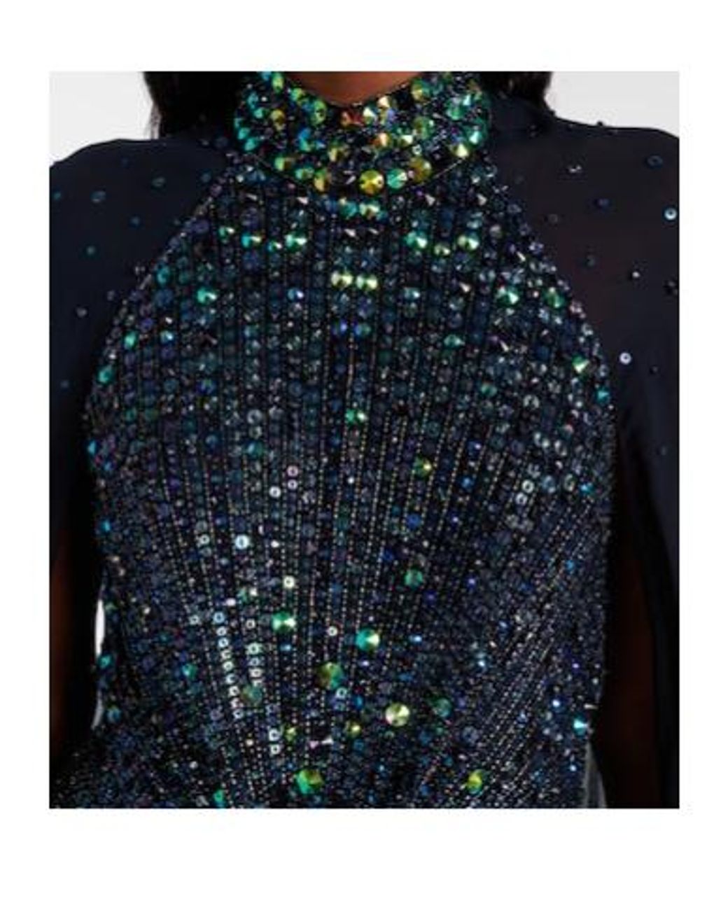 Jenny Packham Blue Thea Caped Sequined Gown