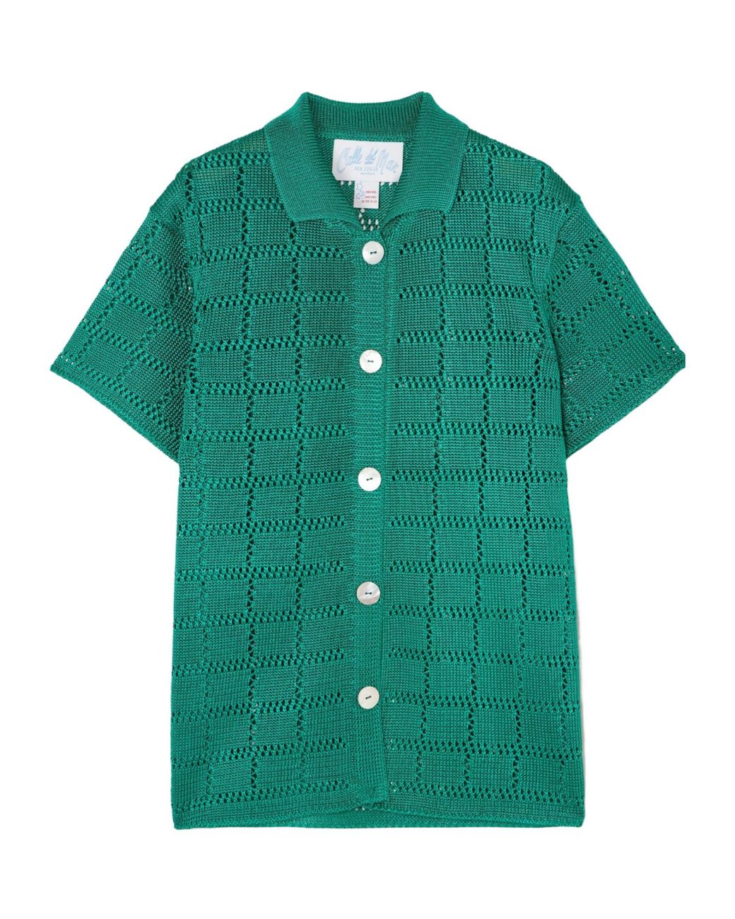 Calle Del Mar Green Mesh Knit Short Sleeve Cardigan