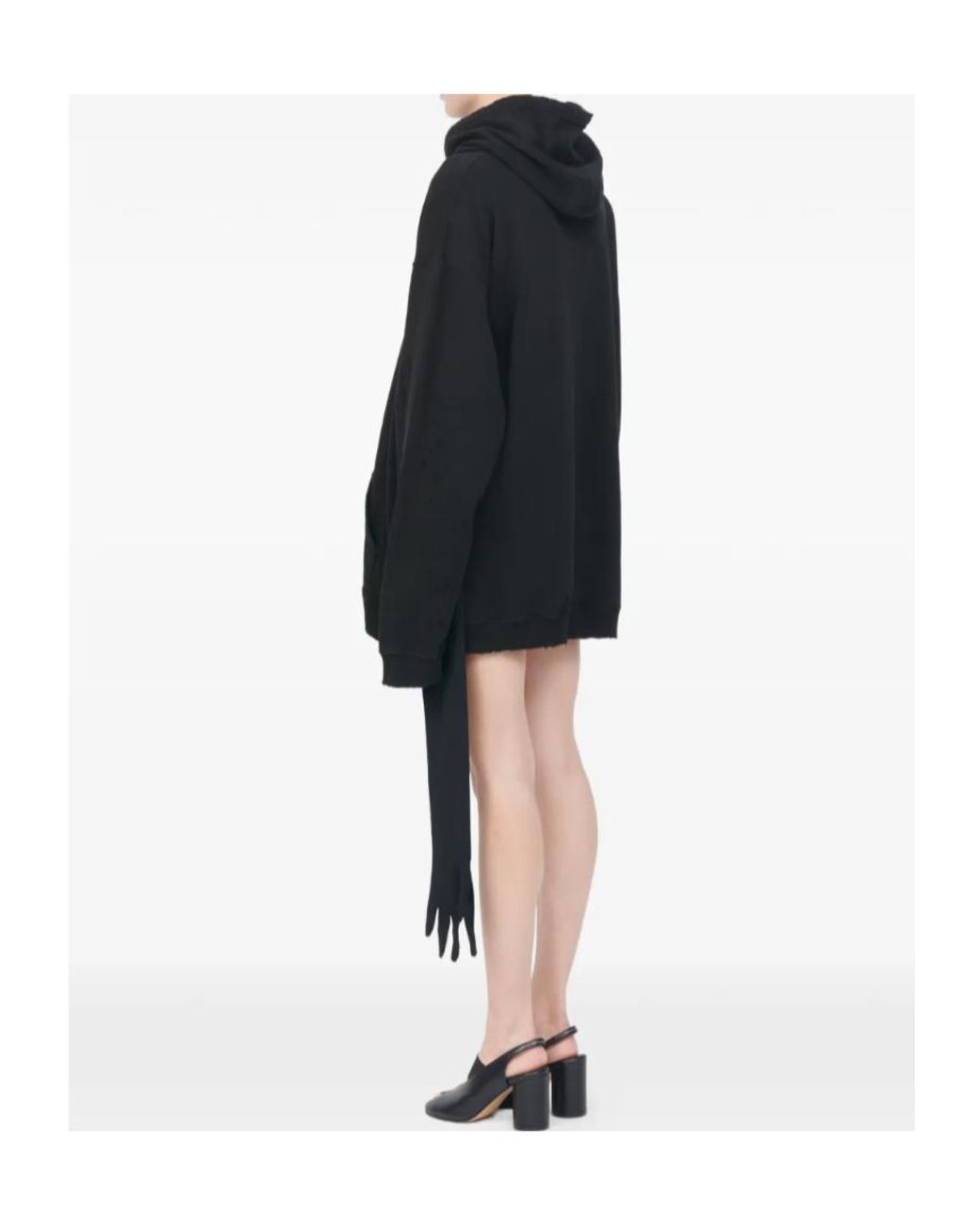 MM6 by Maison Margiela Black Tie Detailed Hooded Mini Dress