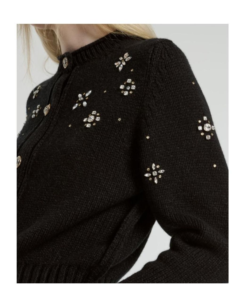 Barrie Black Long-Sleeved Button Cardigan