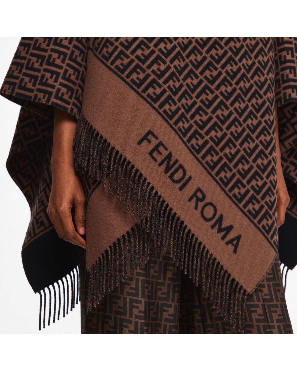 Fendi Brown Monogram Wool-Blend Pon