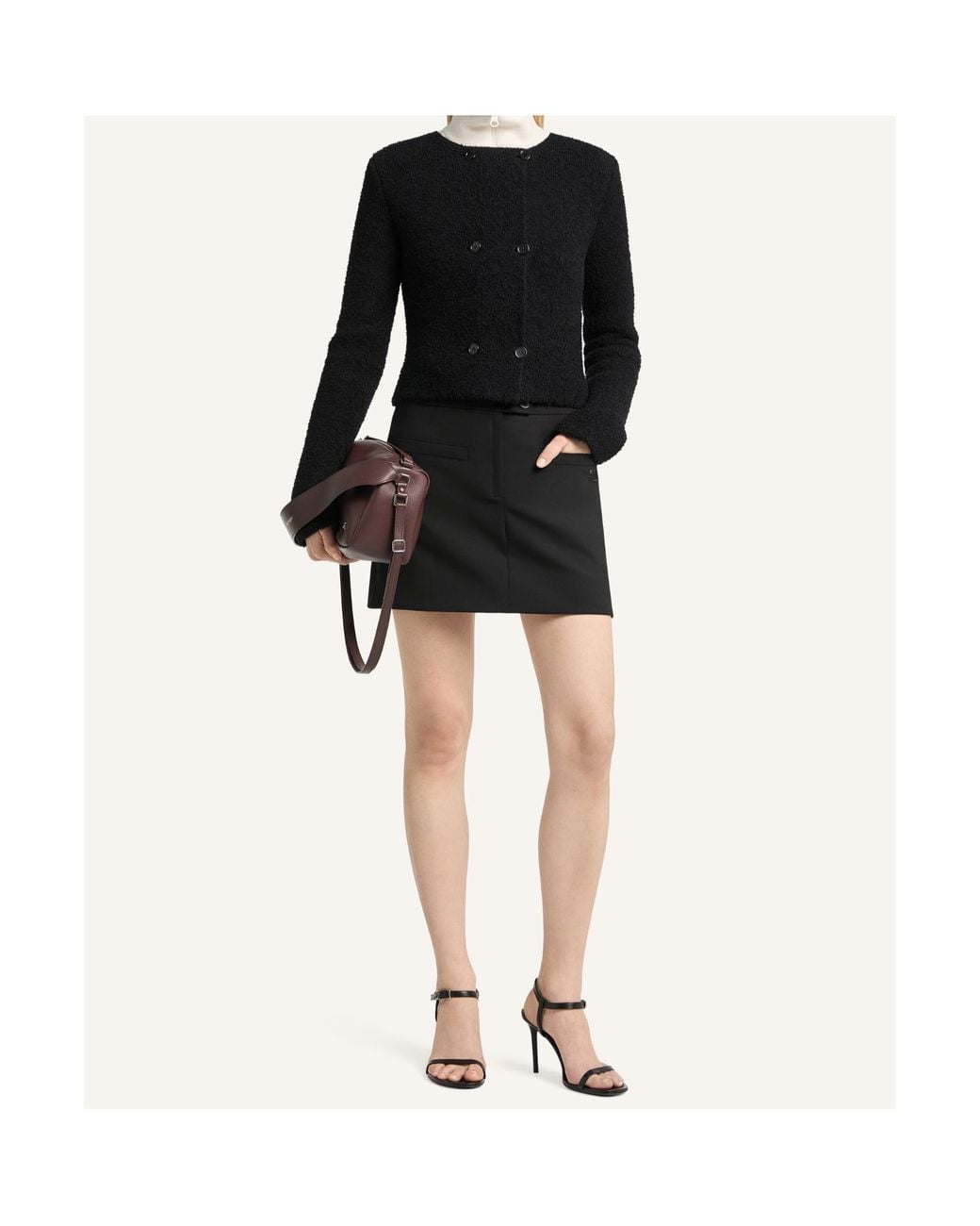 Courreges Black Courrèges Bouclette Knit Double Breasted Jacket