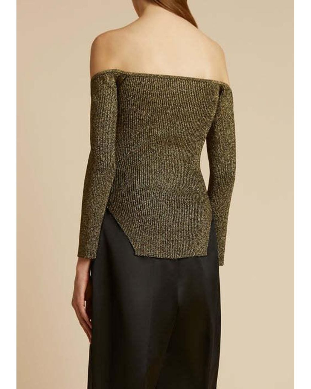 Khaite Green The Maria Off-Shoulder Knitted Jumper