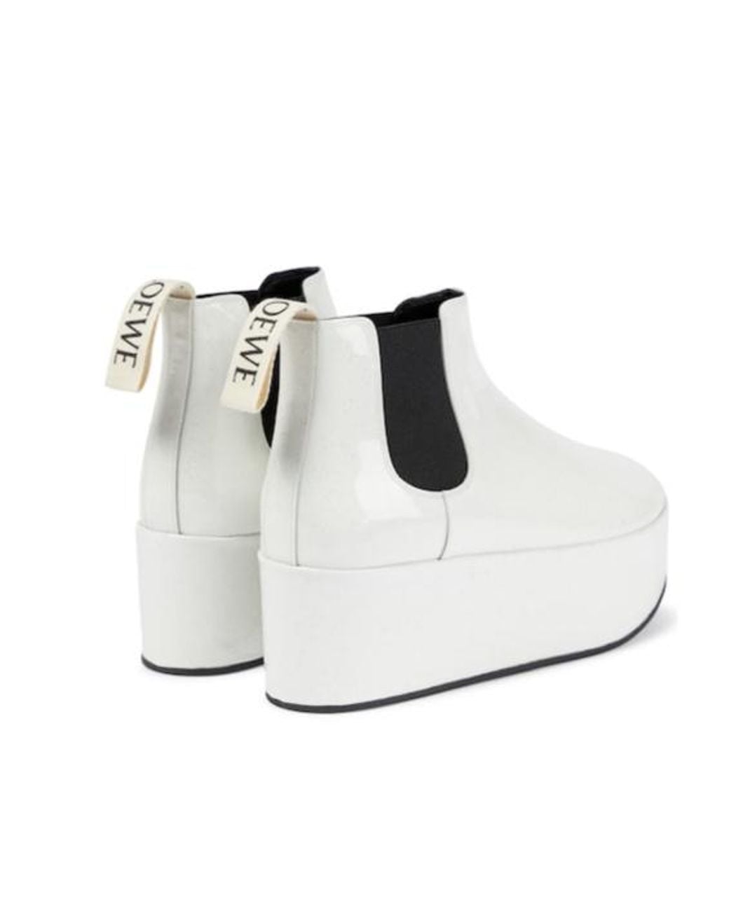Loewe White Patent Leather Platform Chelsea Boots