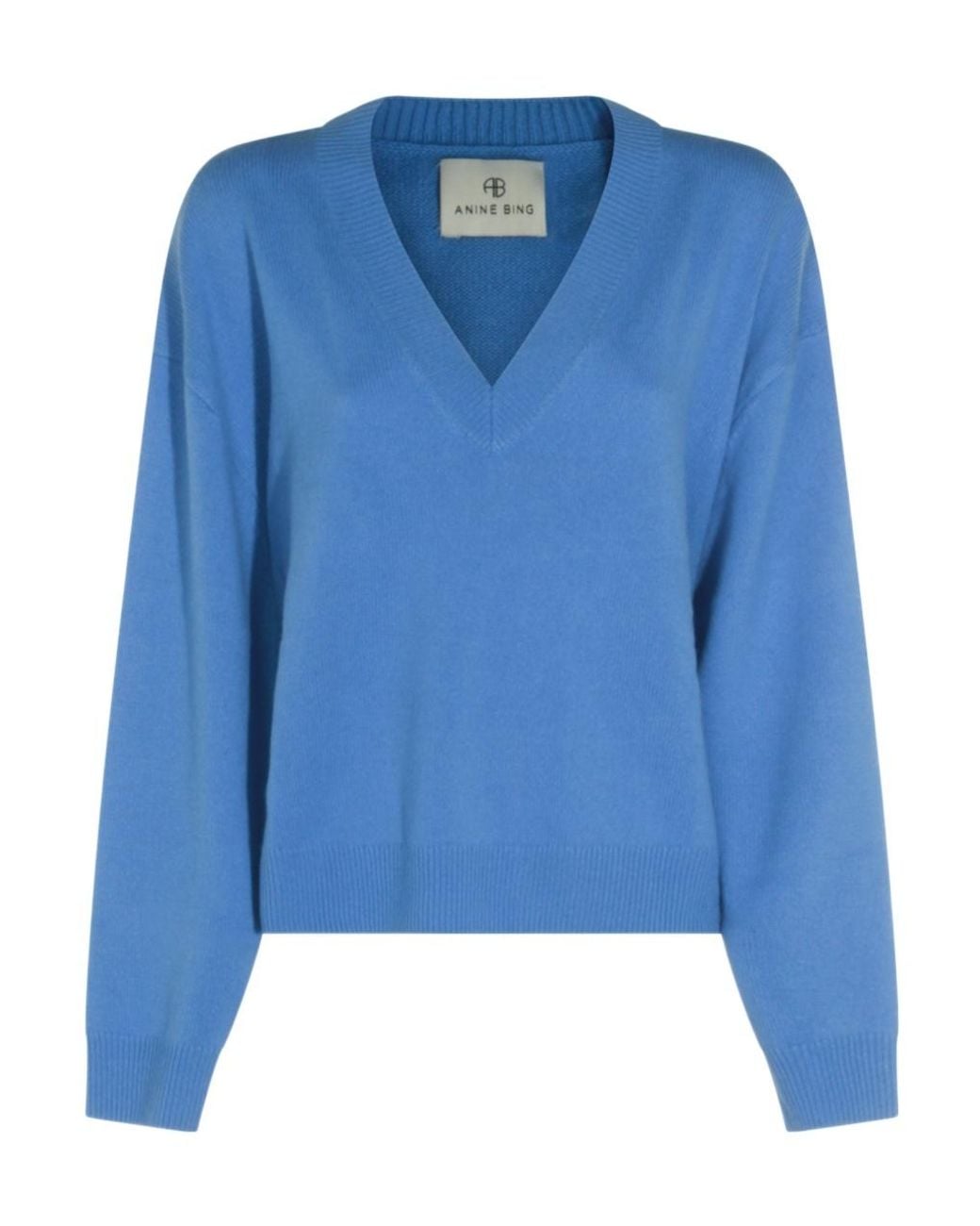 Anine Bing Blue V-Neck Knitted Jumper