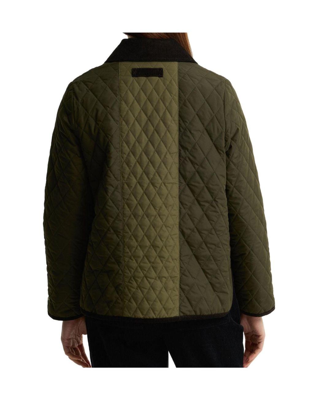 Barbour Green Diamond Quilted Cord Collar Jacket