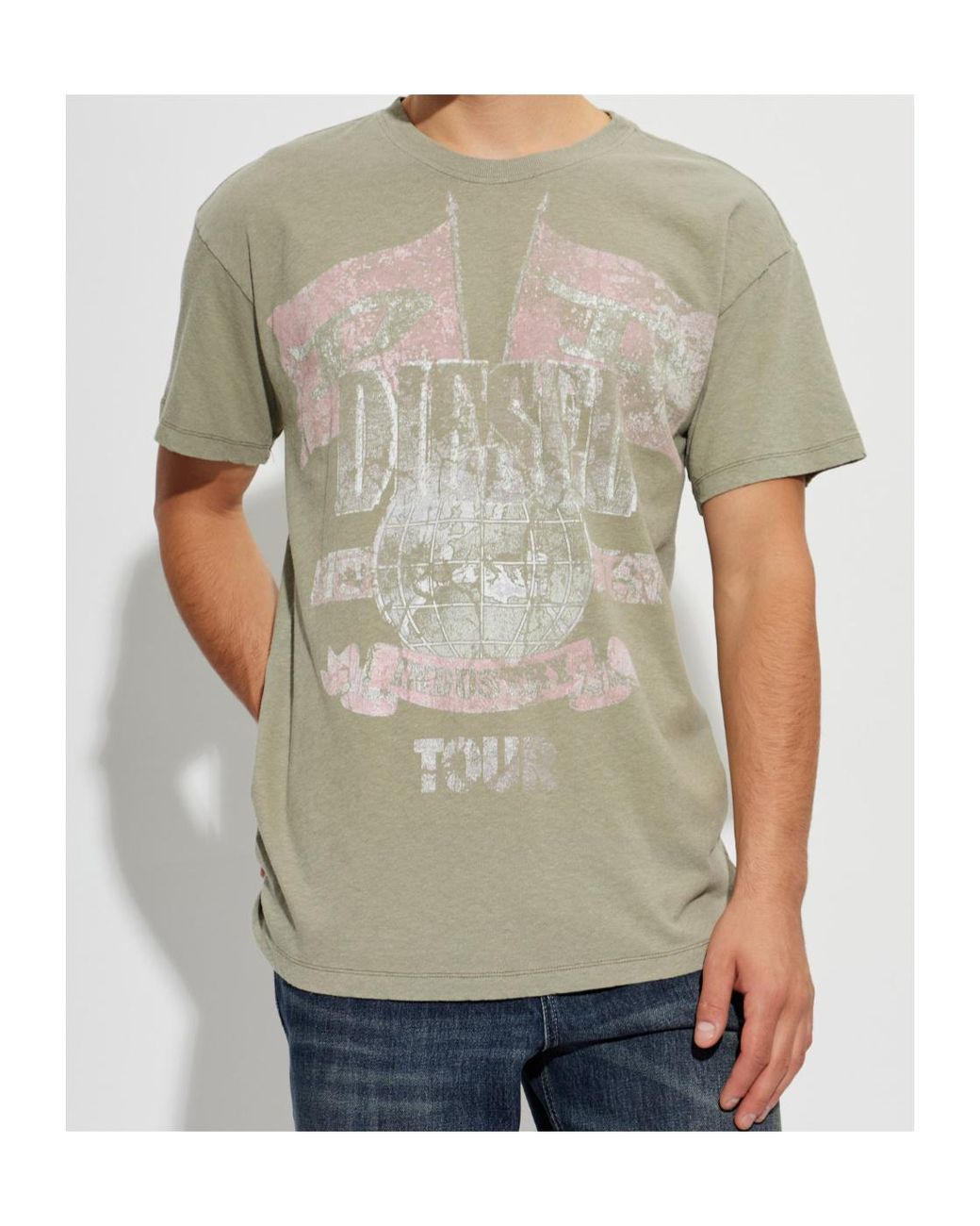 DIESEL Gray Crew-Neck T-Shirt for men