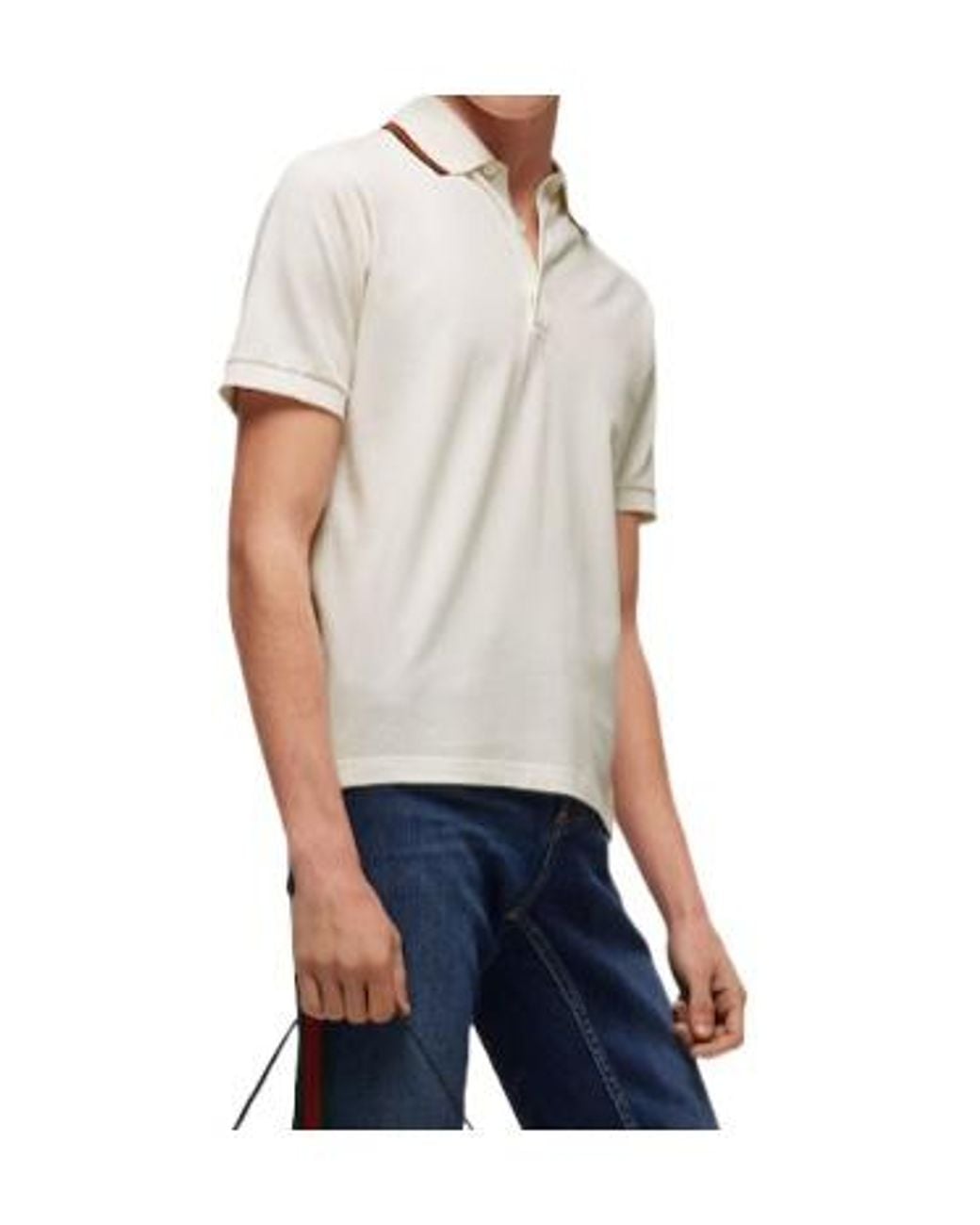 Gucci White Jersey Piquet Polo Shirt for men