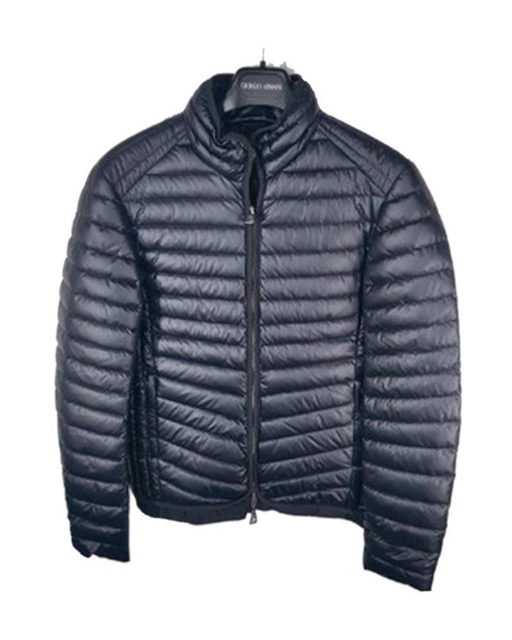 Emporio Armani Blue Quilted Vertical Collar Down Jacket for men