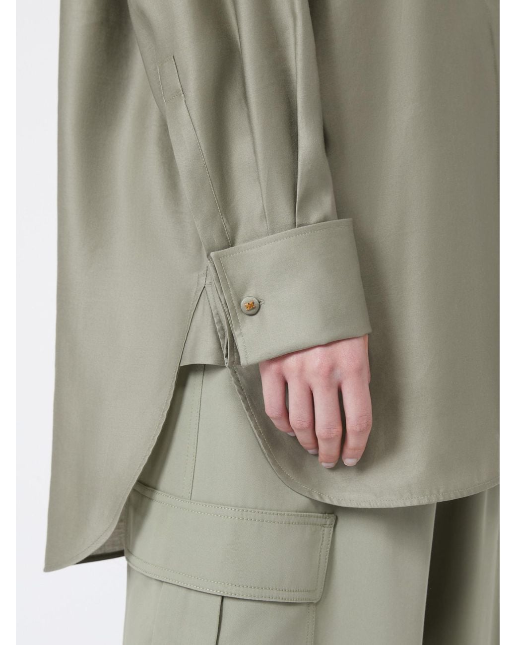 Max Mara Gray Button Detailed Long-Sleeved Shirt