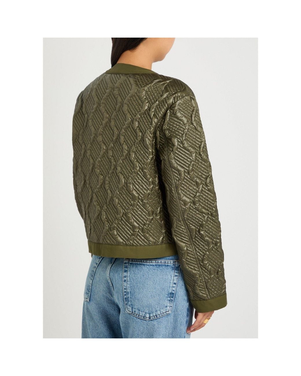 Moncler Green Geometric Down Jacket