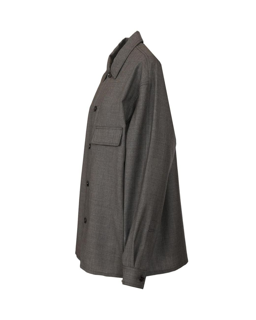 Lemaire Gray Long-Sleeved Button-Up Tailored Overshirt for men