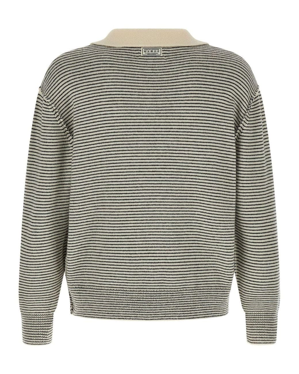 mfpen Gray Charming Striped Polo Sweater for men