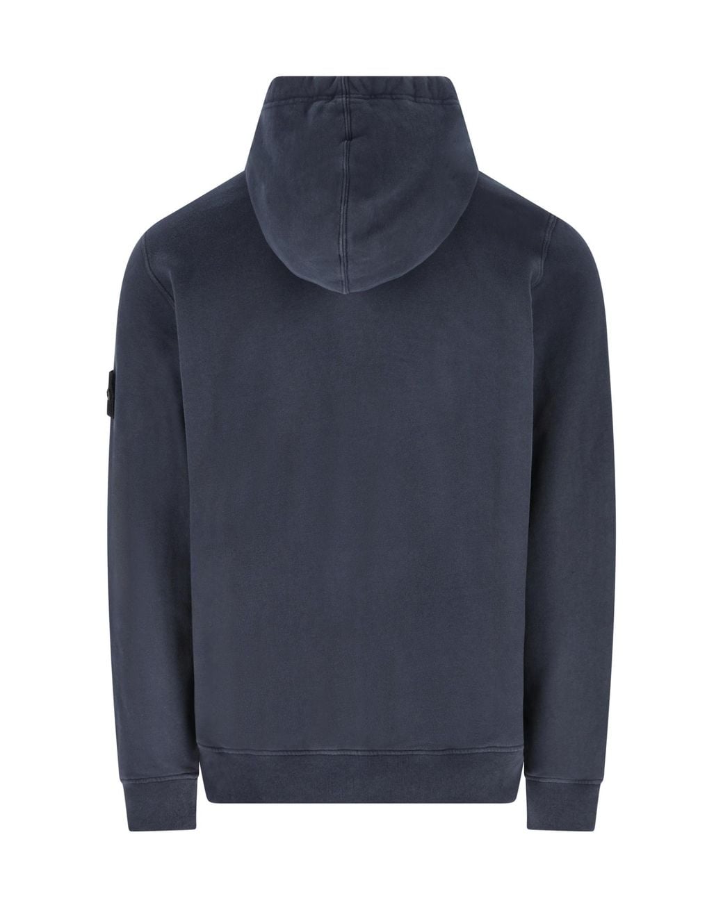 Stone Island Blue Zip-Up Compass Patch Hoodie for men