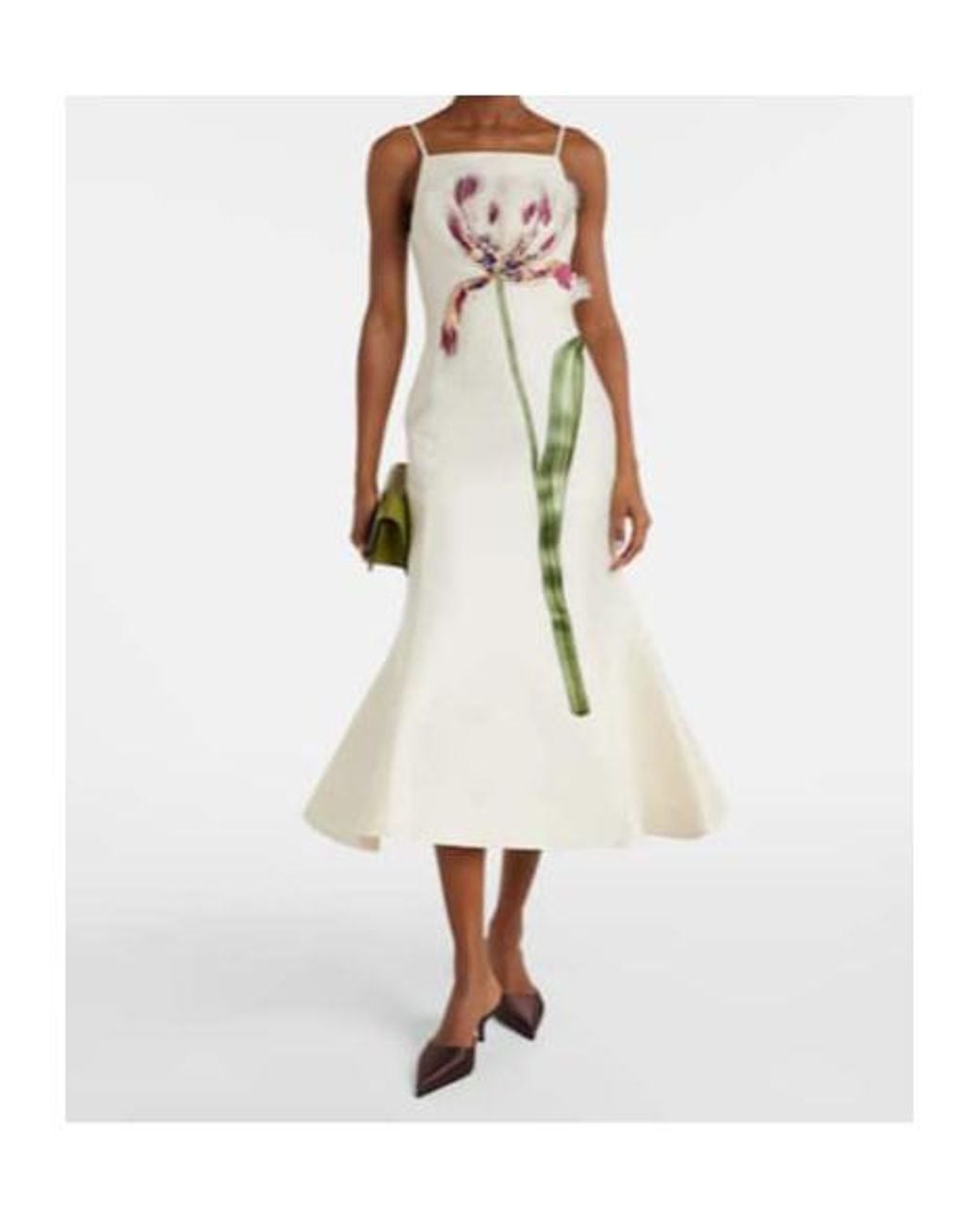 Leo White Regina Floral Wool And Silk Midi Dress