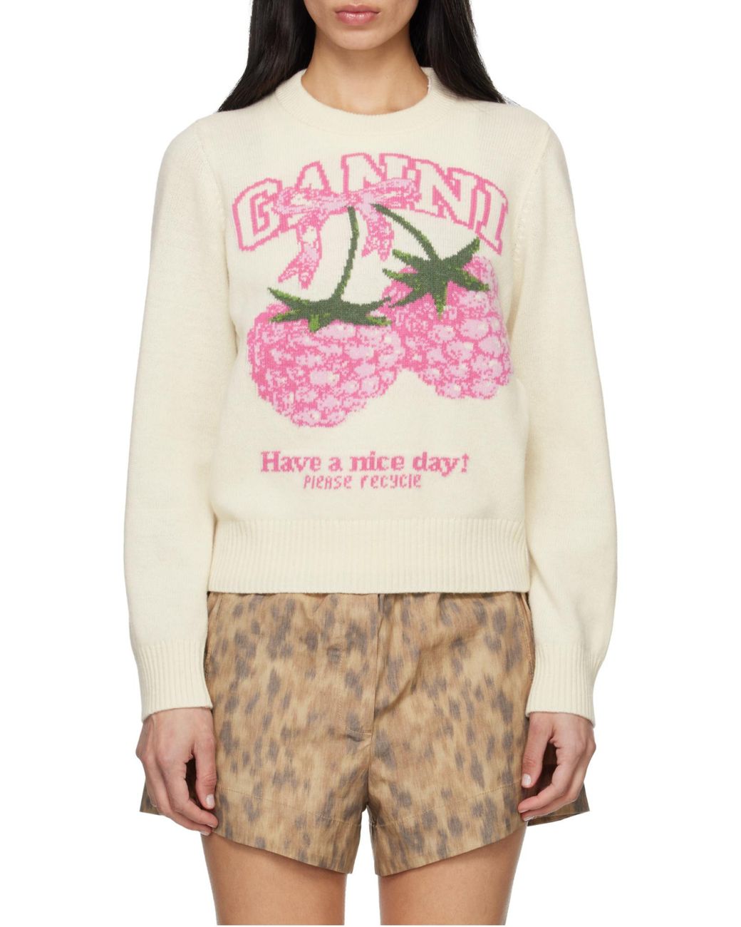 Ganni Pink Graphic Jumper