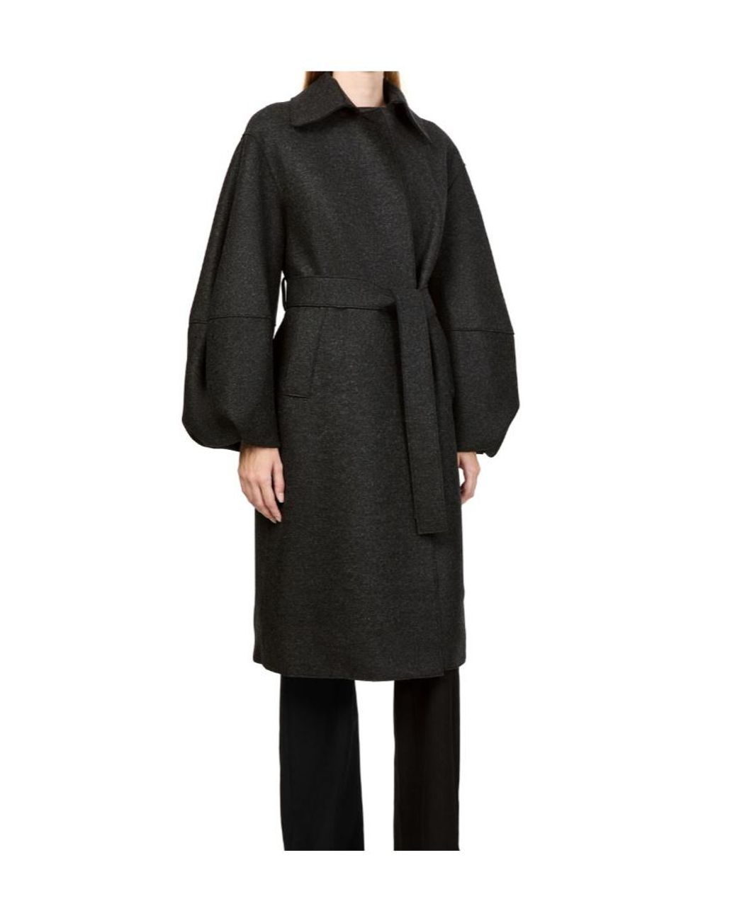 Harris Wharf London Black Puff-Sleeved Coat