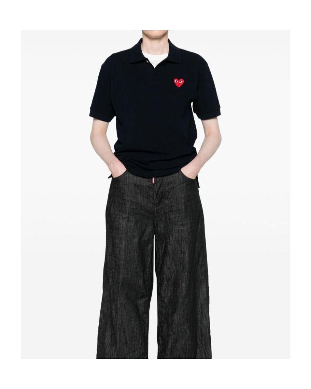 Comme des Garçons Black Short-Sleeved Polo Shirt for men