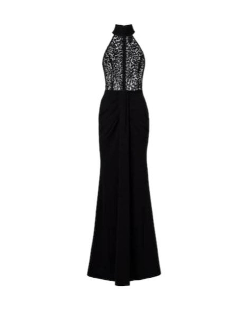 Rebecca Vallance Black Dixie Draped Halterneck Lace And Taffeta Gown