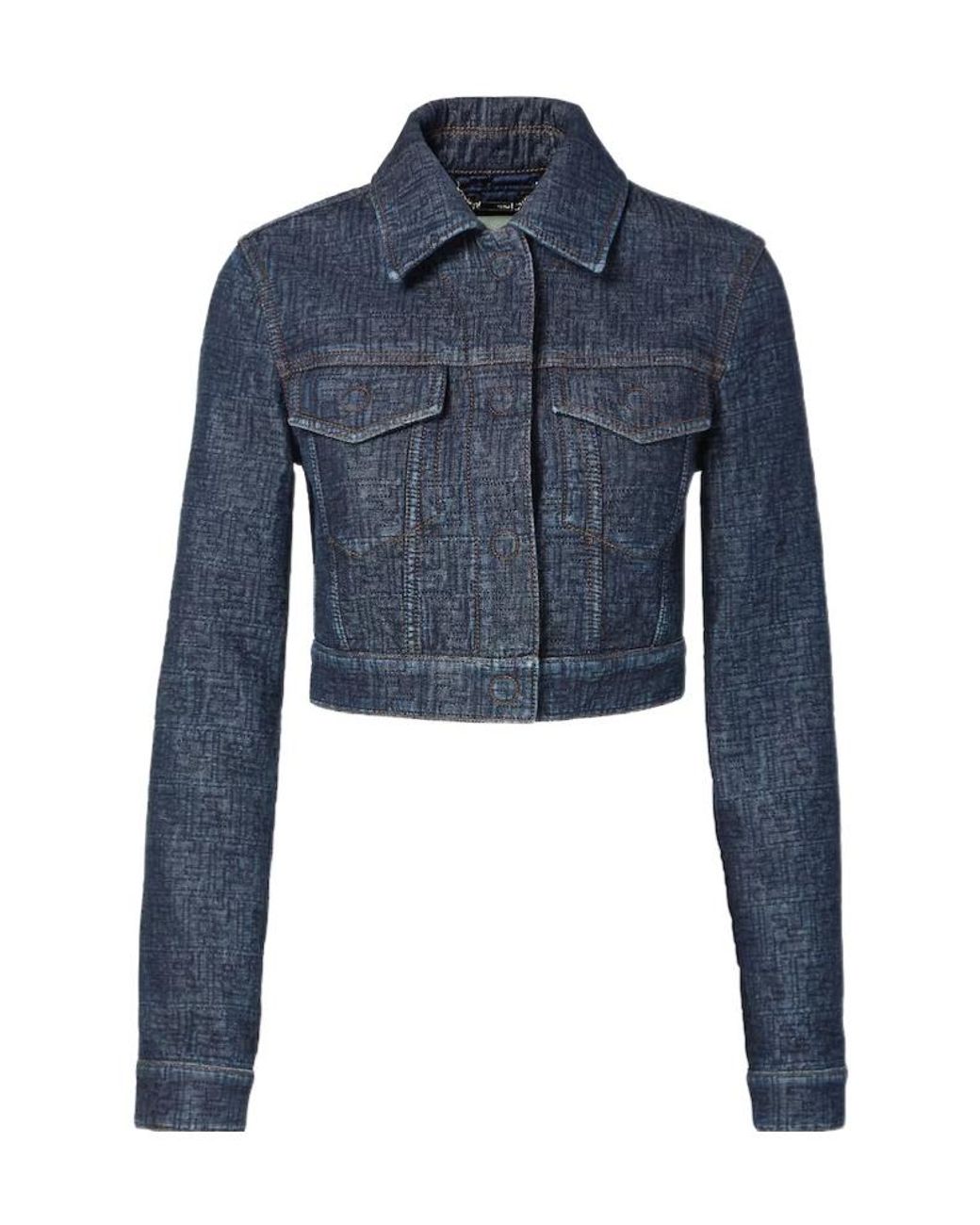 Fendi Blue Logo Patch Denim Jacket