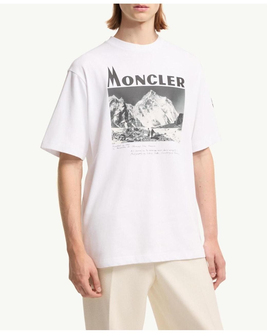 Moncler White K2 Print Short Sleeve Cotton Jersey T-Shirt for men