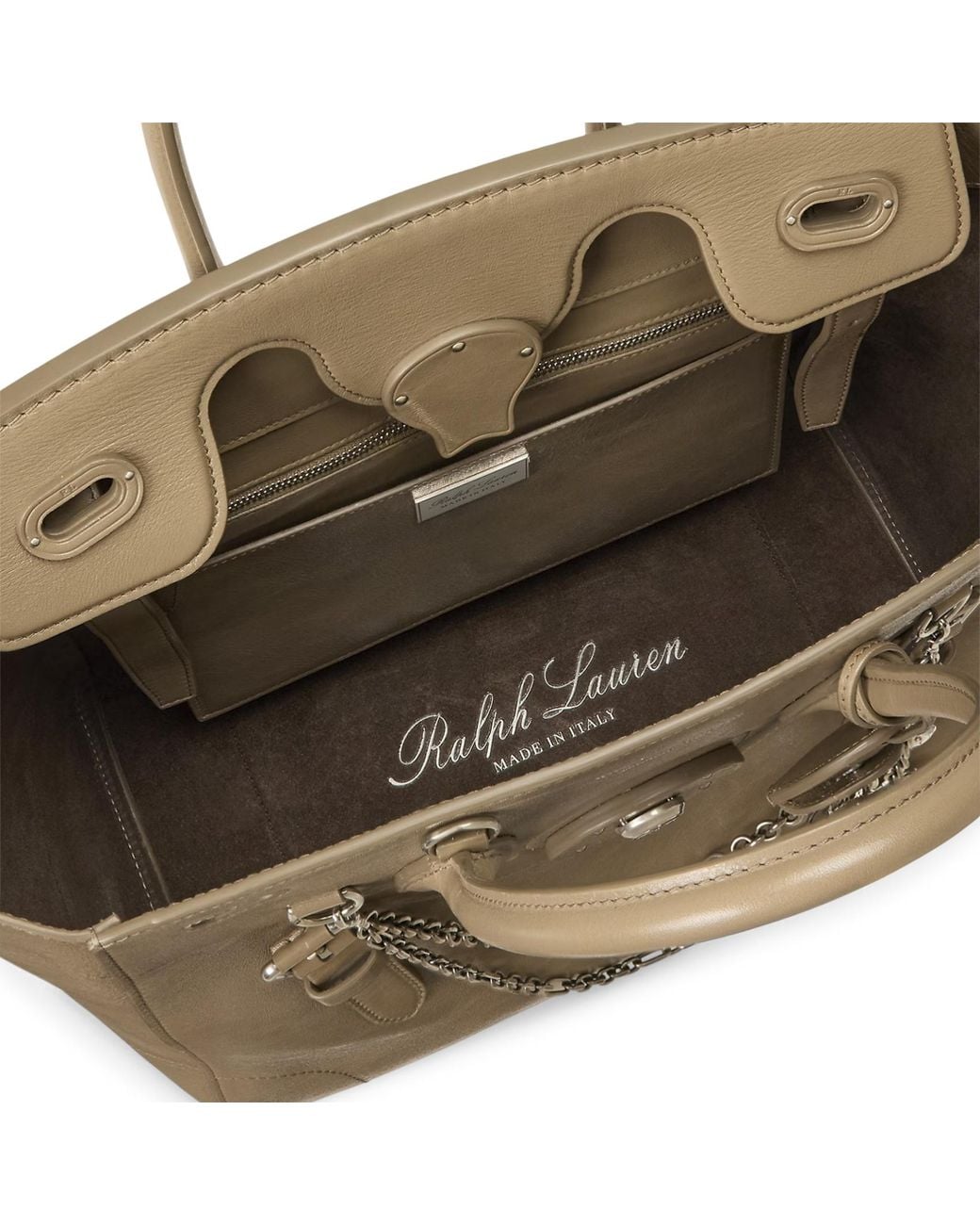 Ralph Lauren Natural Ricky 33 Charm-Detail Tote Bag