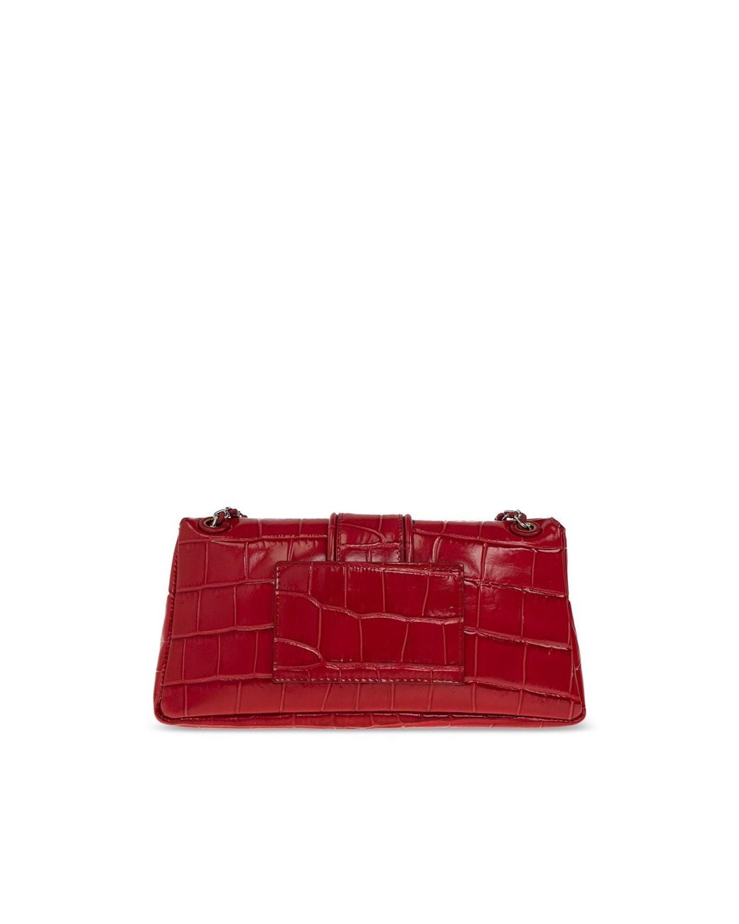 Jacquemus Red Croc-Embossed Chain Shoulder Bag