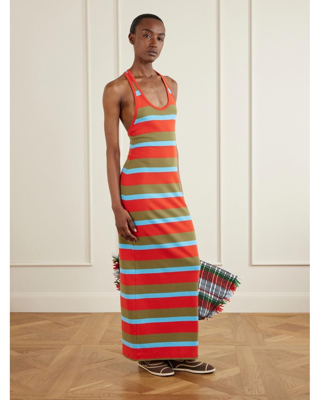 Staud Red Striped Maxi Dress