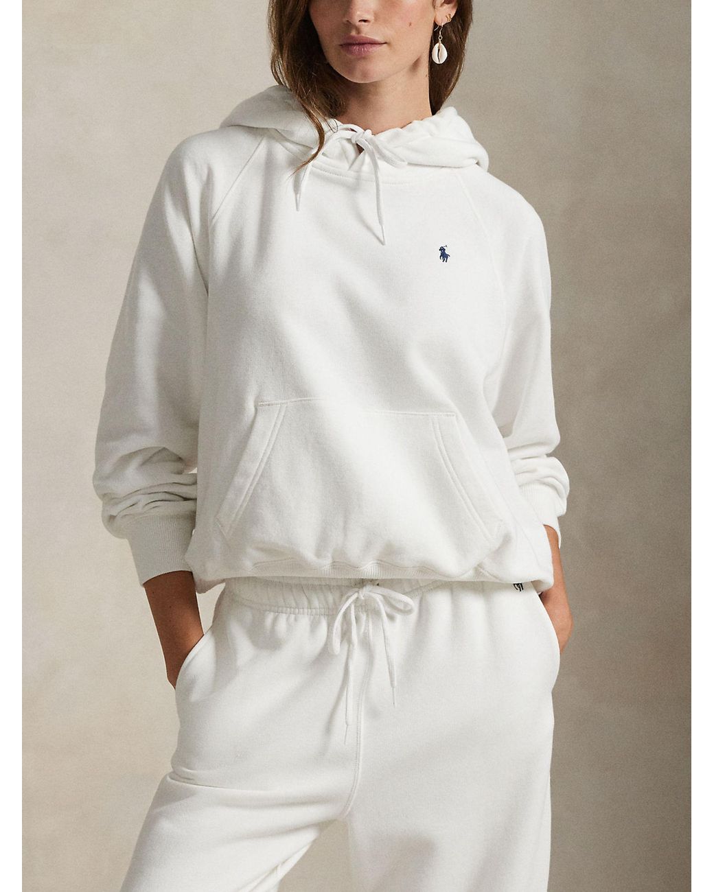 Polo Ralph Lauren White Pony Embroidered Drawstring Hoodie