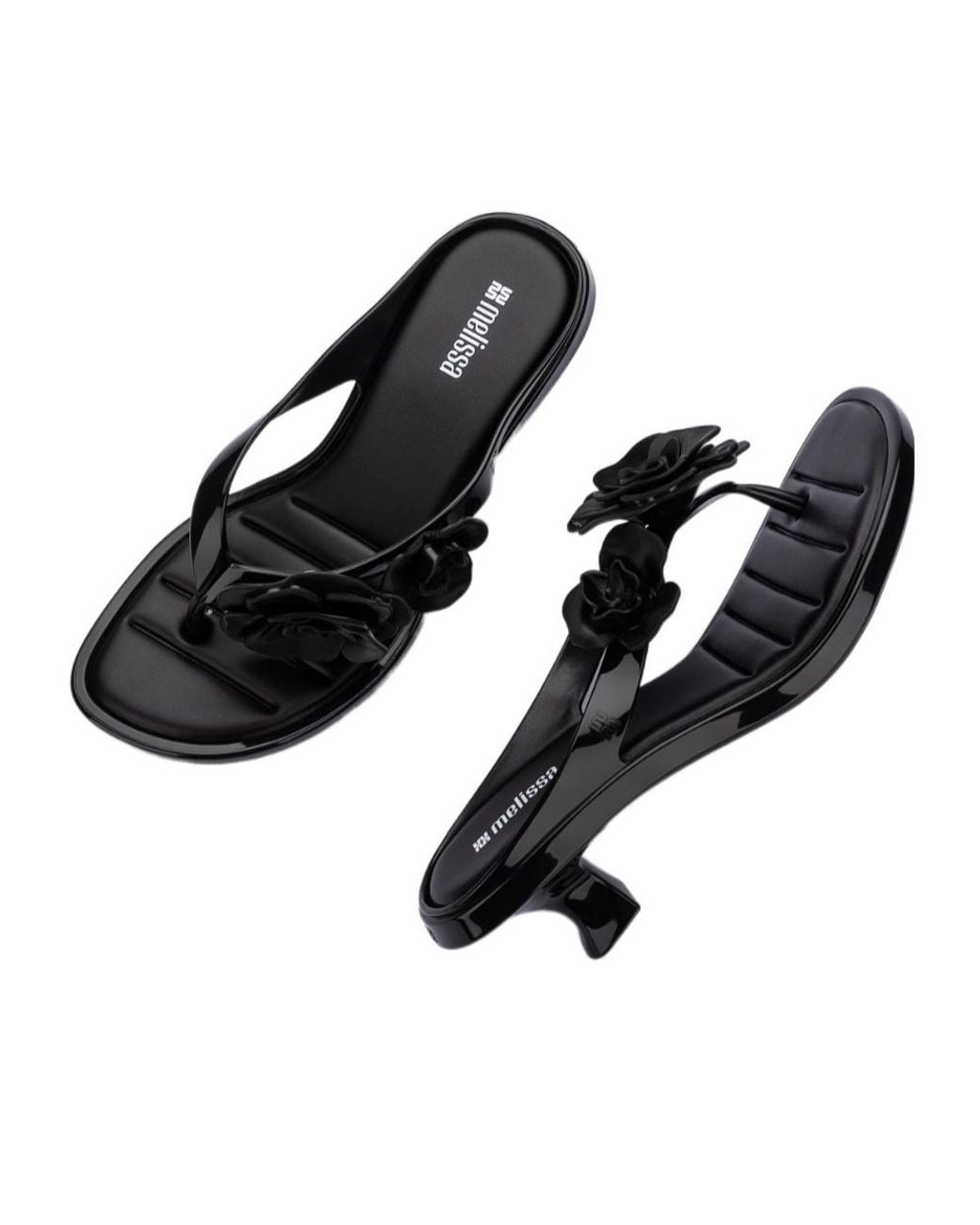 Melissa Black Floral-Applique Sandals