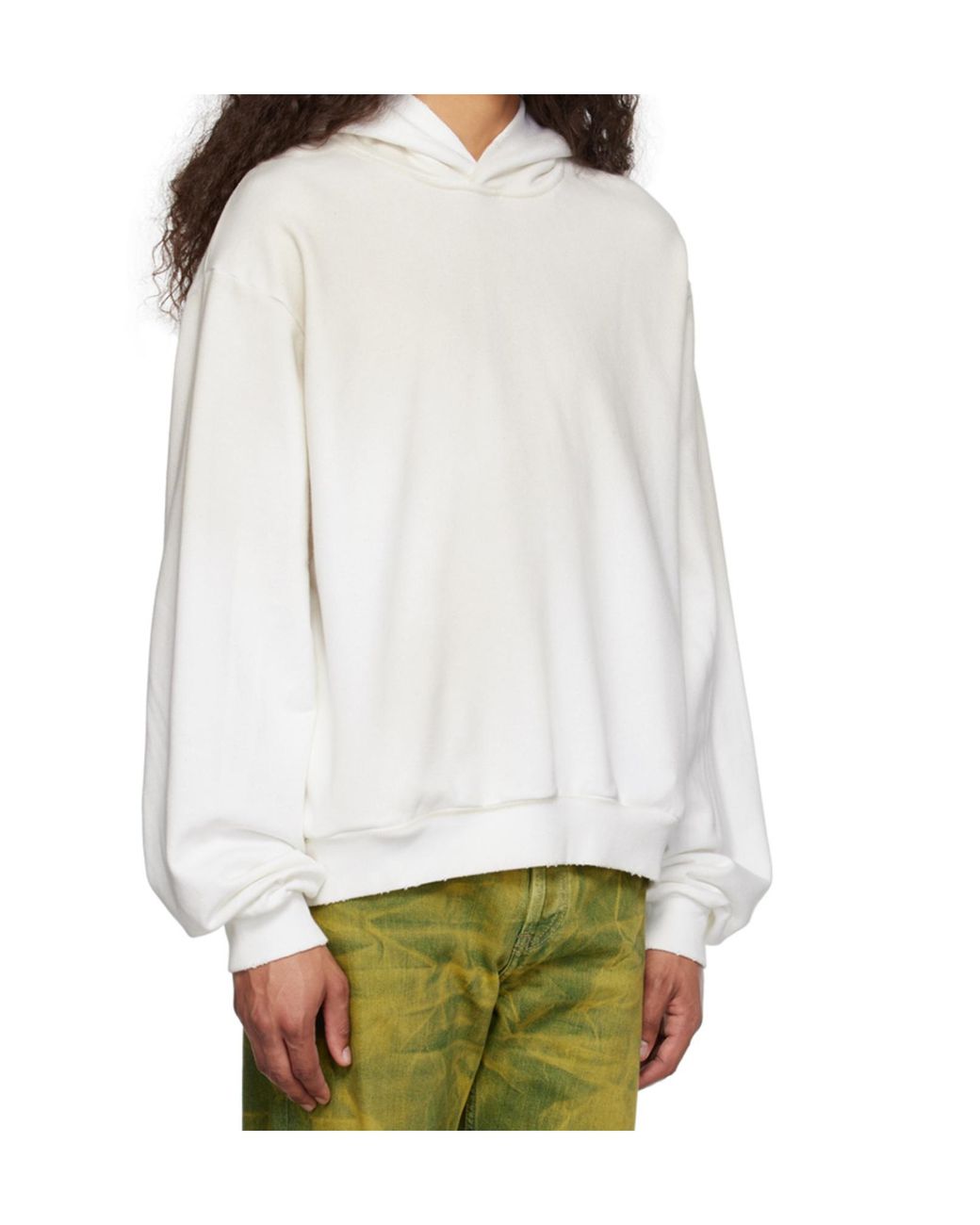Acne White Logo Printed Long-Sleeved Hoodie for men