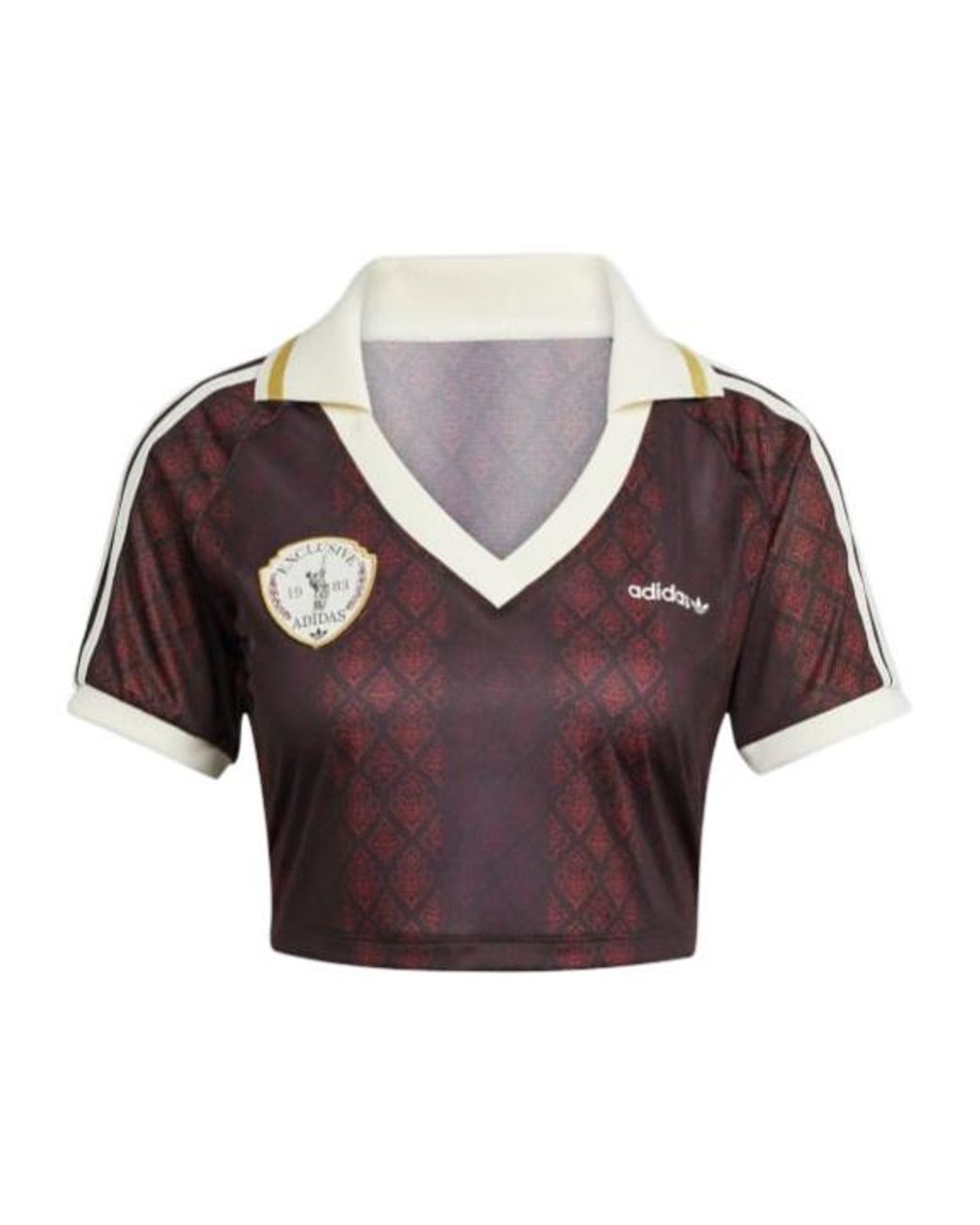 ★adidas★ Retro Sports Cricket Inspired Crop Jersey Brown adidas Originals Retro Sports Cricket-Inspired Cropped