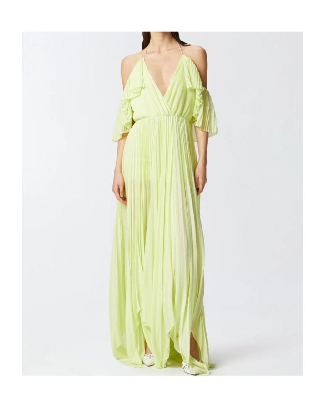 Pinko Green Draped Maxi Dress